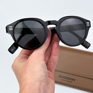 Burberry BE4404 300187 BRAND NEW Sunglasses Black Grey Oval Unisex